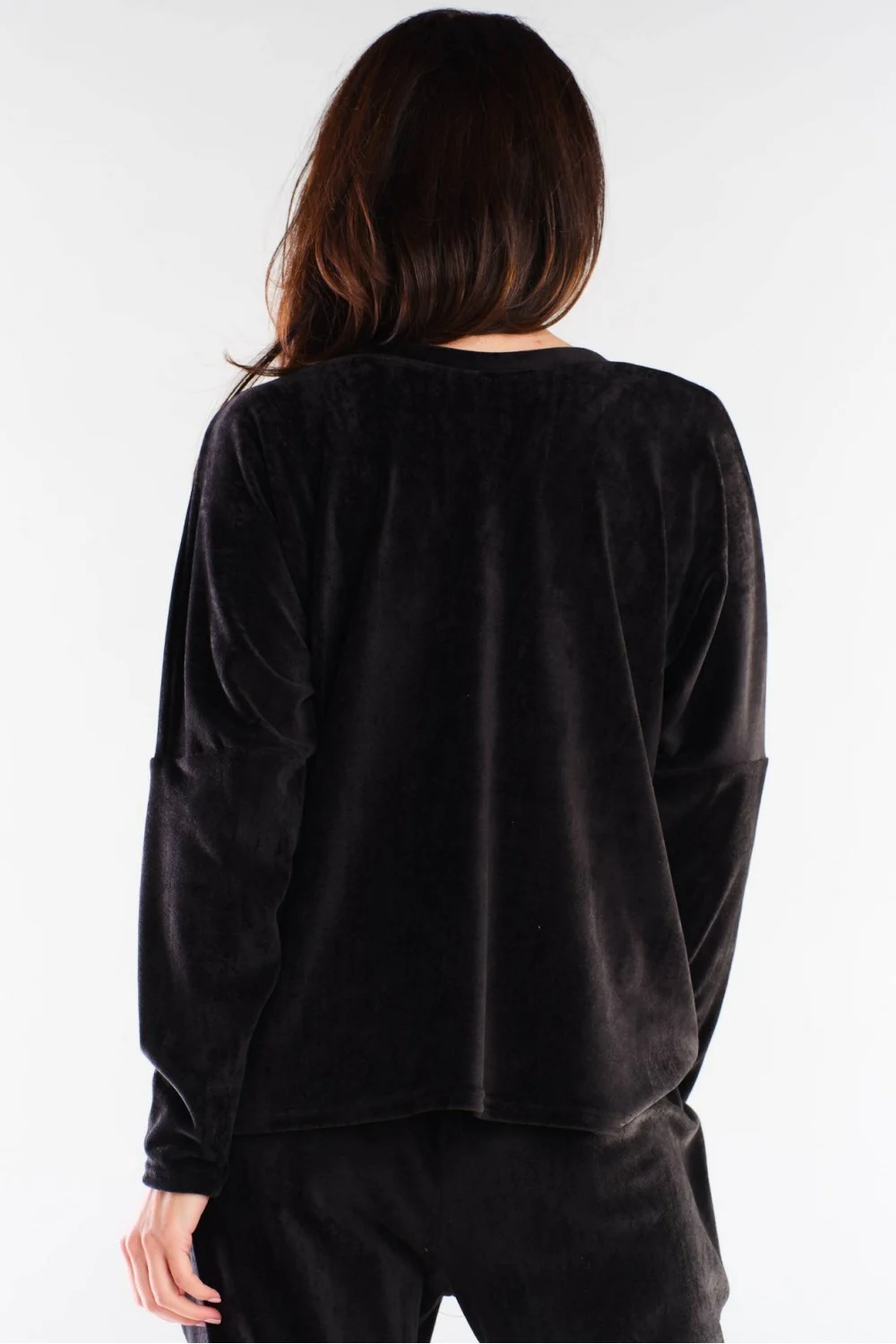 Sweatshirt oversize noir à manches longues – Image 3