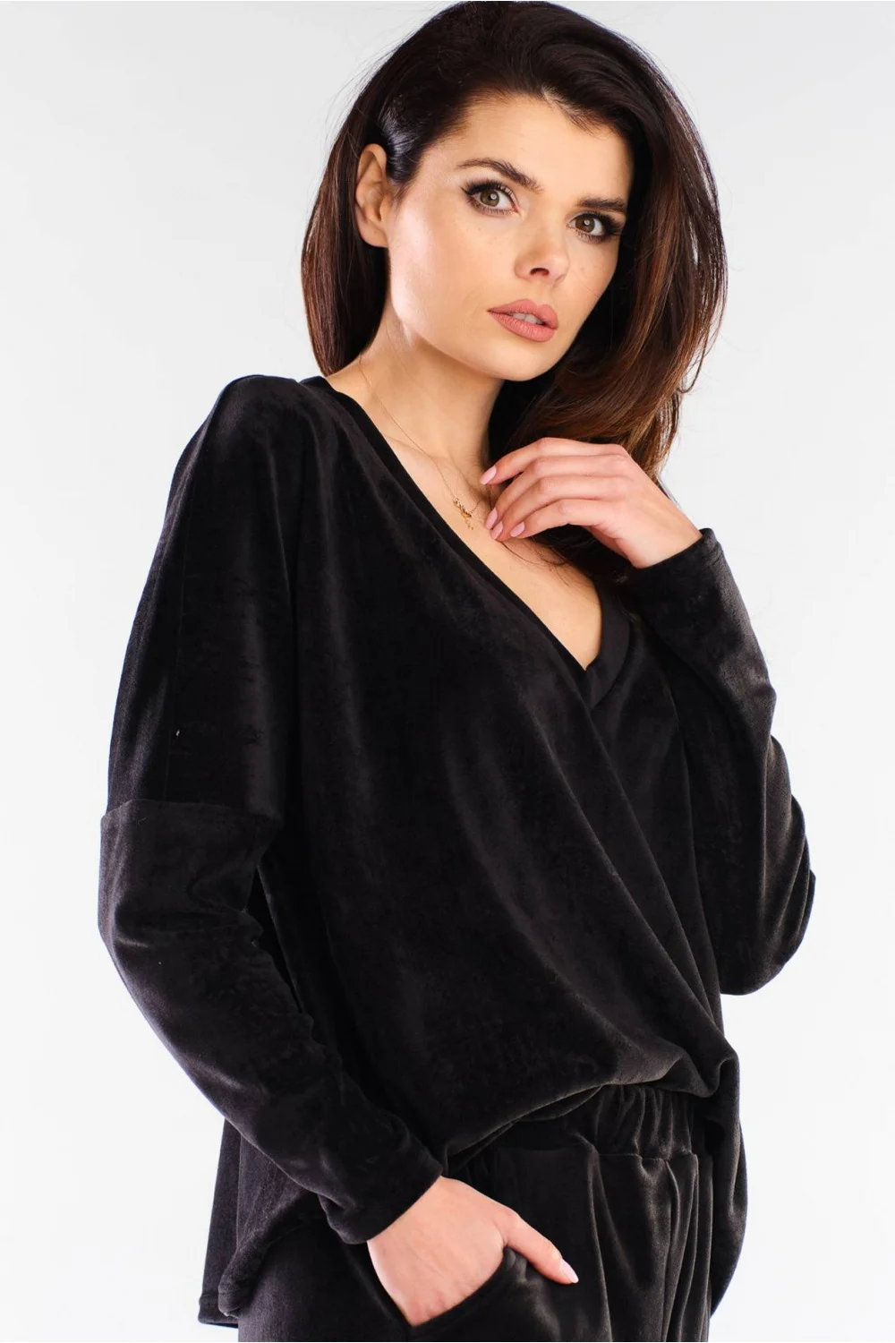 Sweatshirt oversize noir à manches longues – Image 4