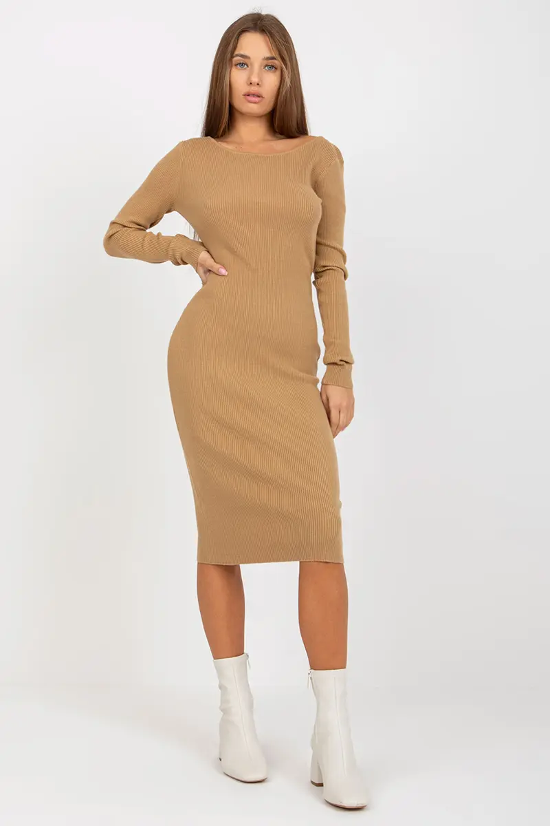 Robe de soirée brune à manches longues – Image 3