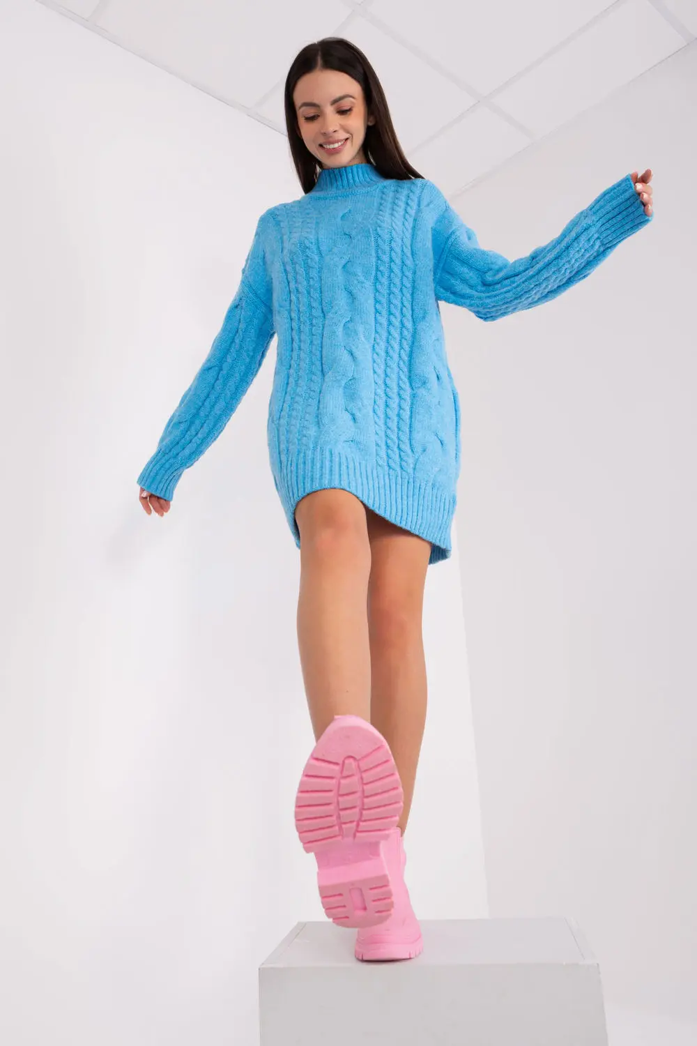 Chandail oversize long bleu