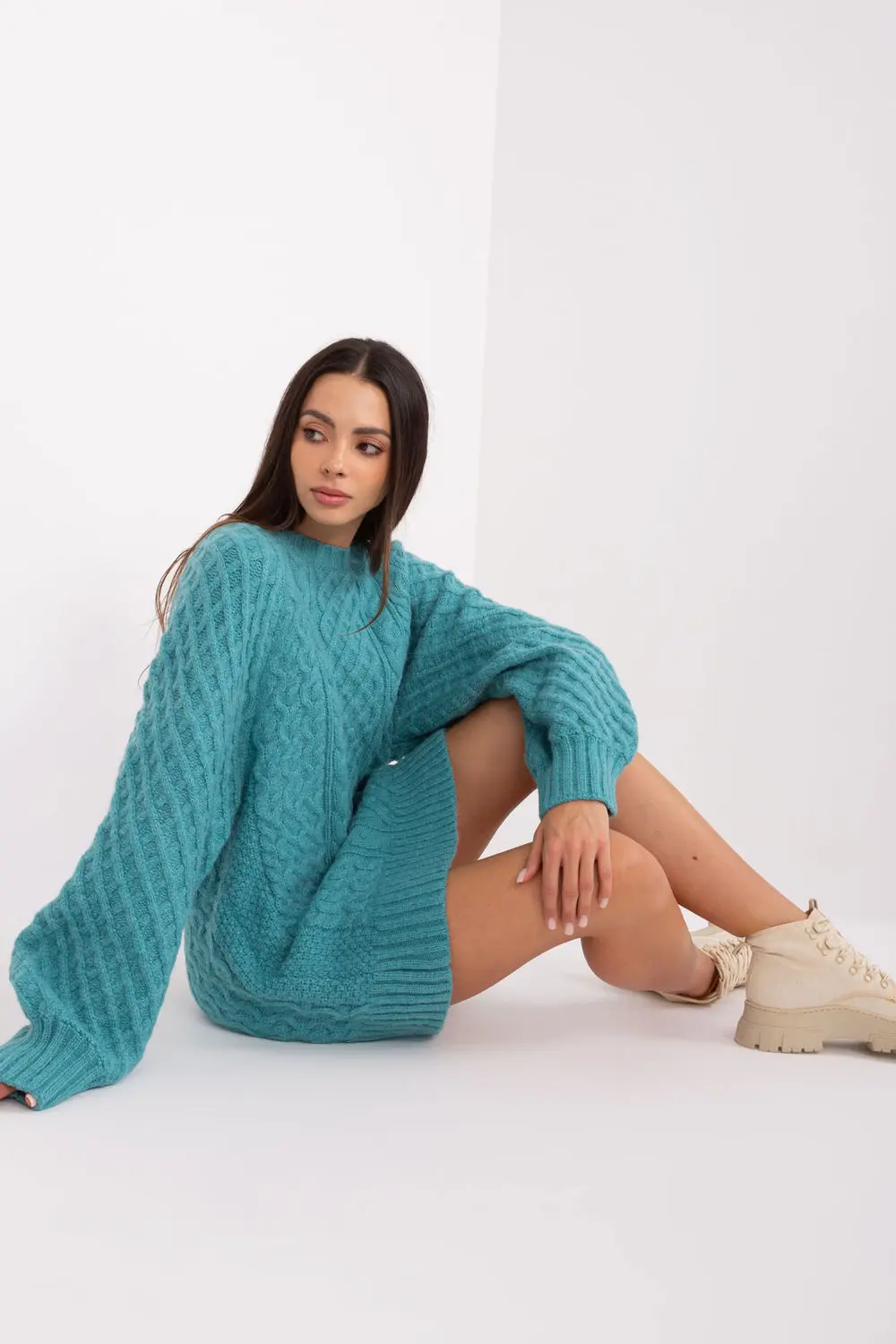 Chandail oversize long bleu