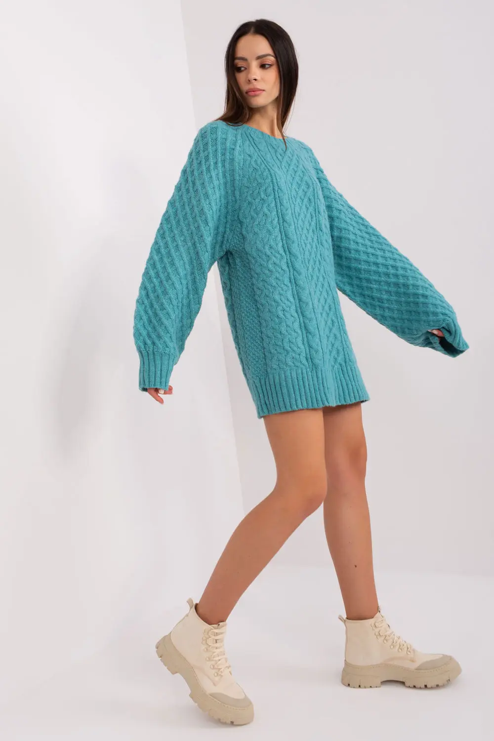 Chandail oversize long bleu – Image 2