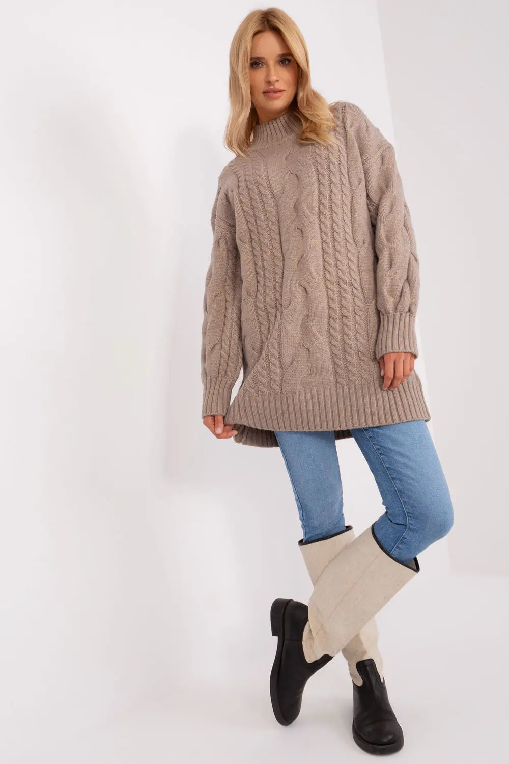 Chandail oversize long beige