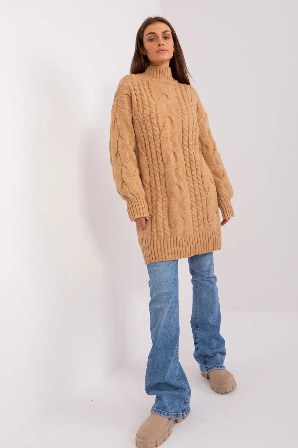 Chandail oversize long brun