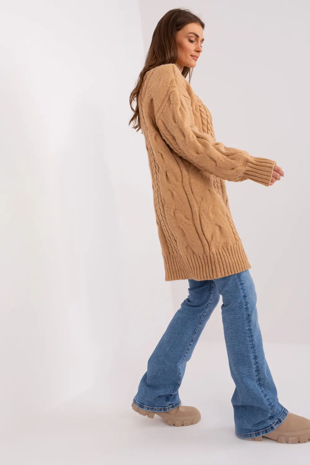Chandail oversize long brun – Image 2