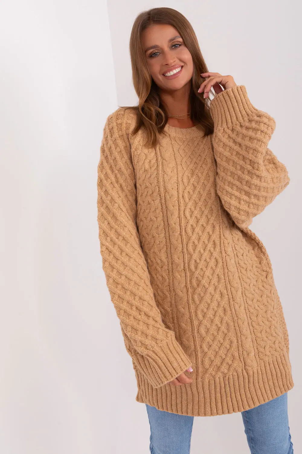 Chandail oversize long brun