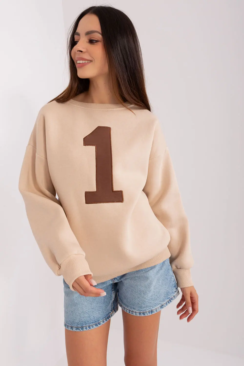 Sweatshirt beige imprimé