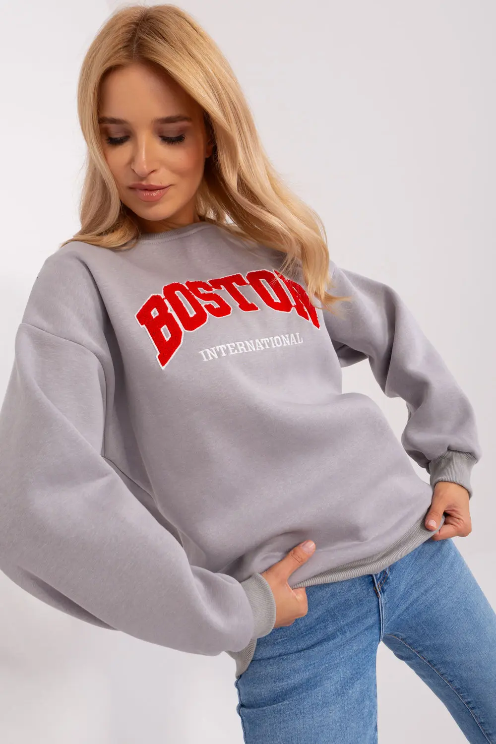 Sweatshirt gris à manches longues