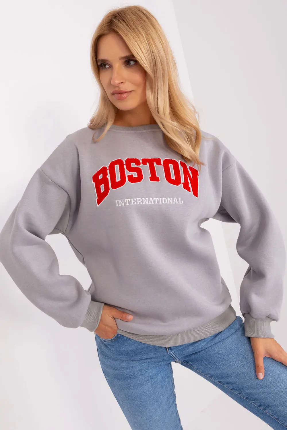 Sweatshirt gris à manches longues – Image 2