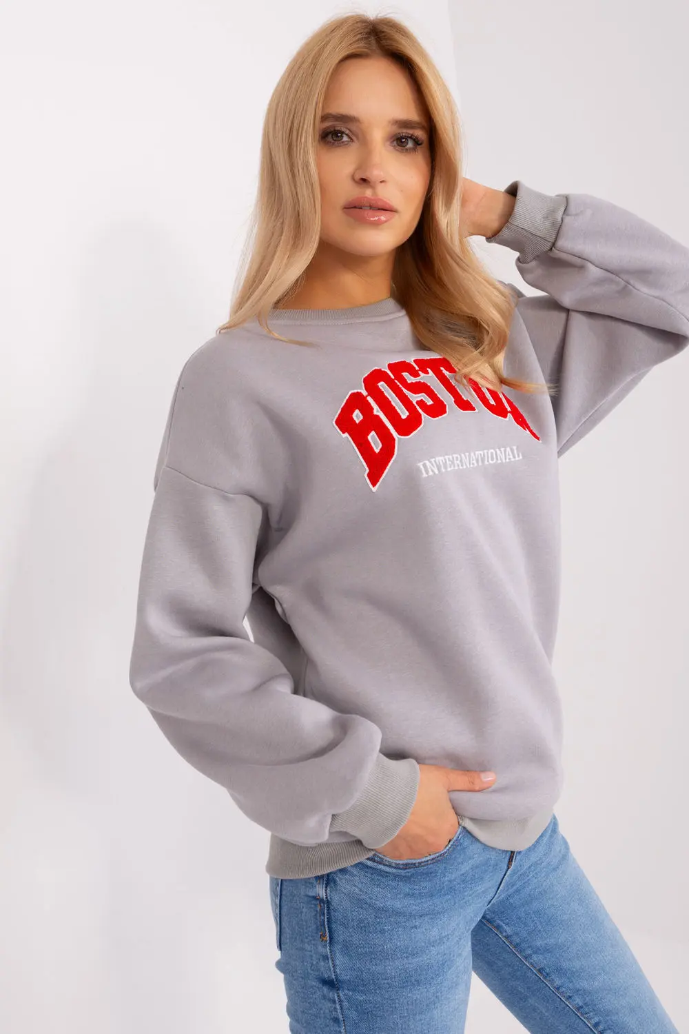 Sweatshirt gris à manches longues – Image 3
