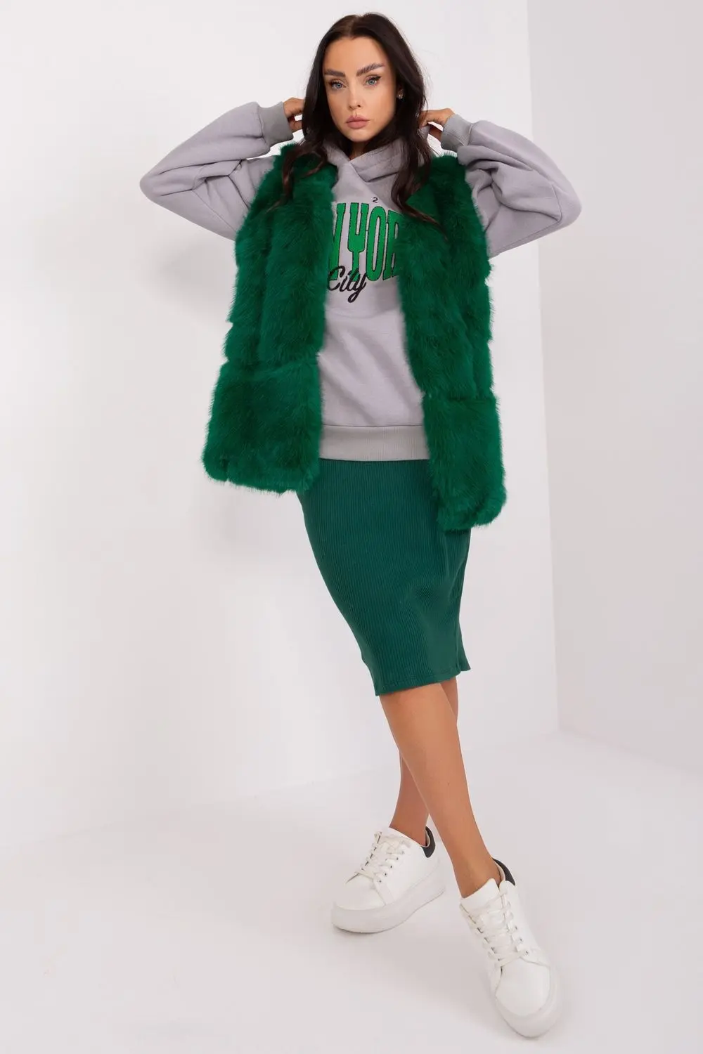 Gilet en fausse fourrure vert