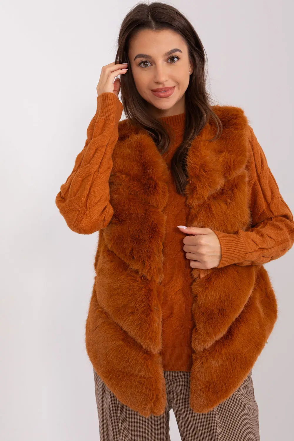 Gilet en fausse fourrure brun