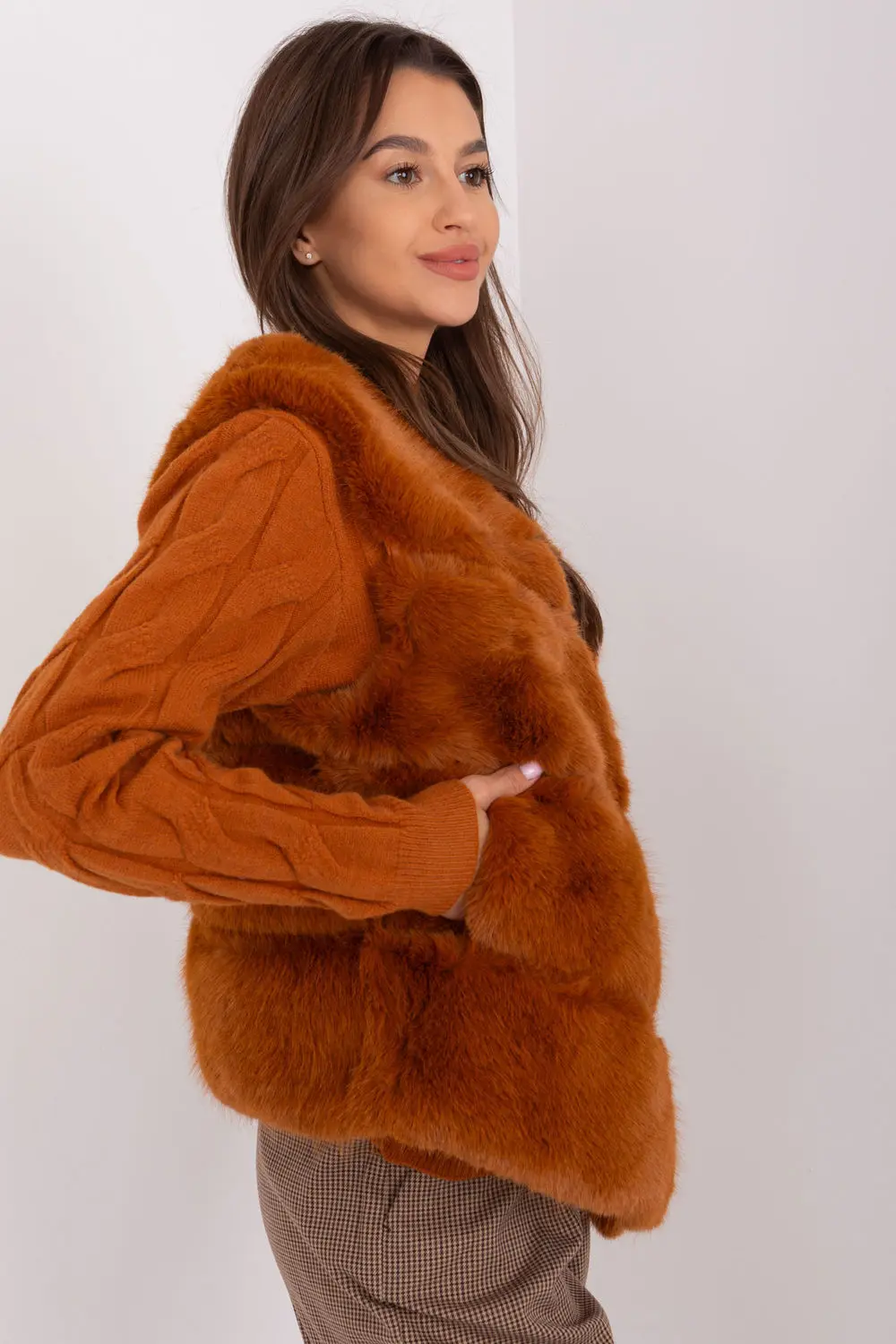 Gilet en fausse fourrure brun – Image 2